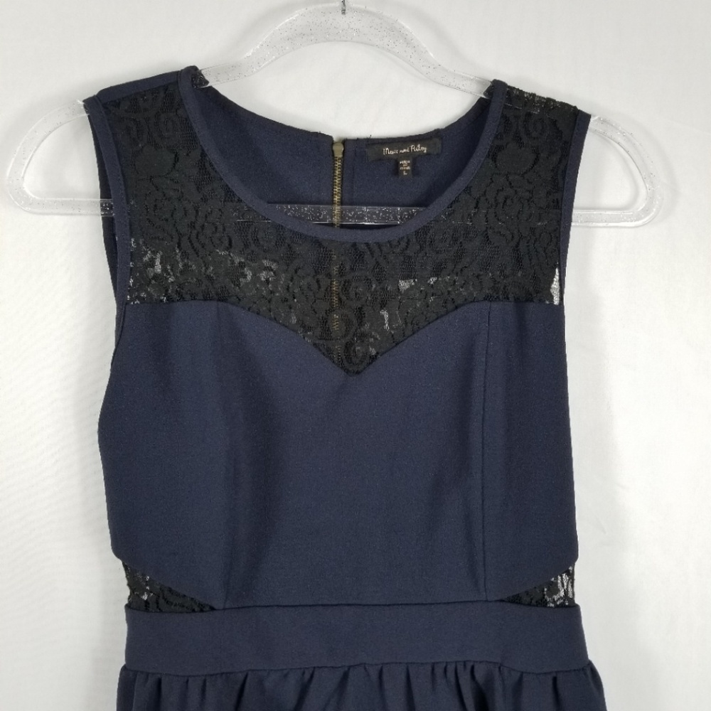 Max and Riley Navy Blue dress with Lace Detail
